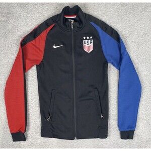Nike Elite USA  Soccer Warm Up Jacket Mens XS Black Red Blue USMNT Full Zip
